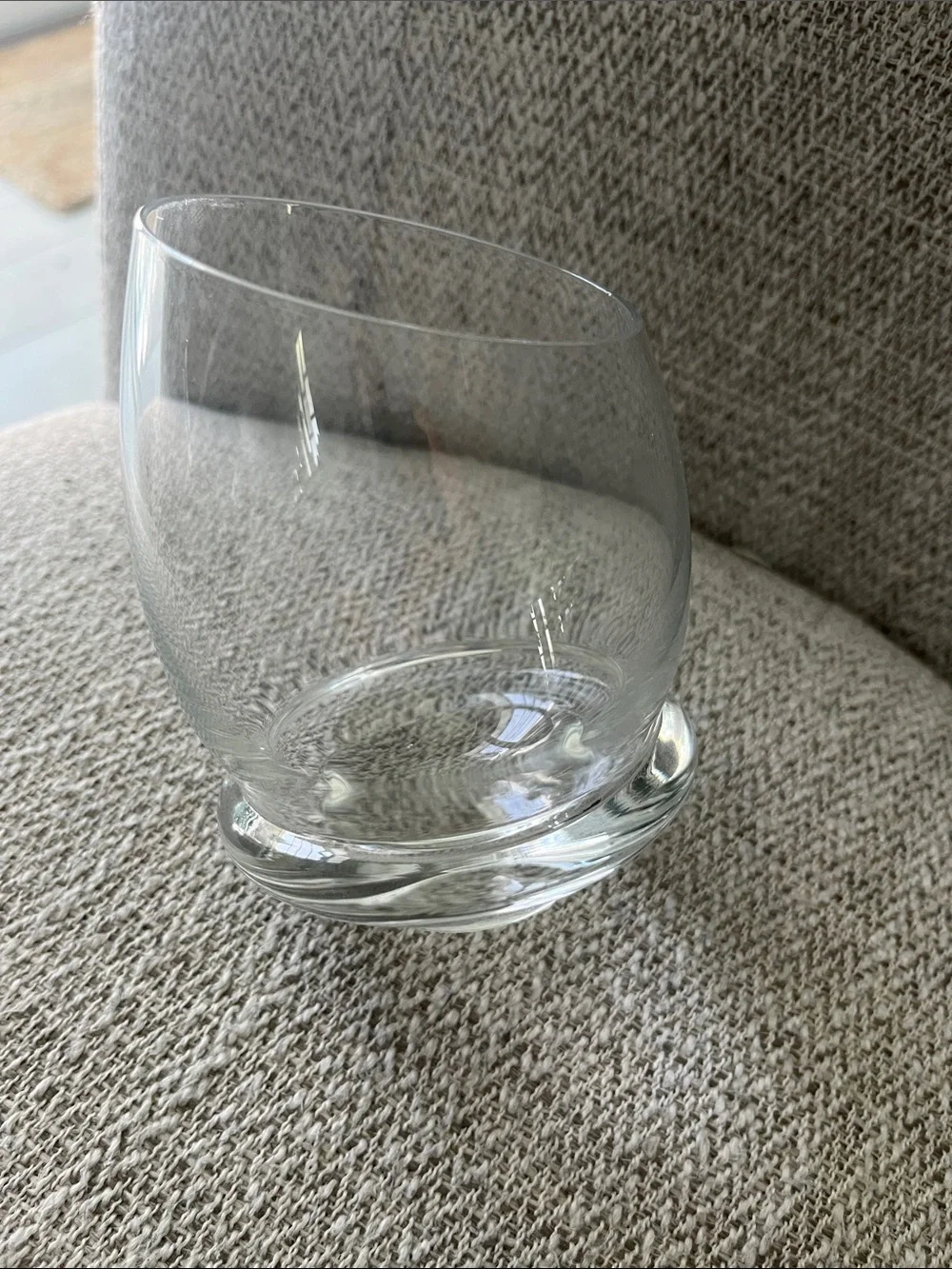 3 clear glass roly-poly rocking tumblers whiskey drinks unbranded